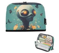 tplaotee Caja de lápices de dibujos animados de Aliens Science - Ficción y estilo fantasía de gran capacidad, bolsa portátil para bolígrafos de papelería para niños