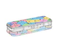tplaotee Caja de lápices de plástico transparente de doble capa con diseño de fórmulas matemáticas de dibujos animados, estuche para manualidades con cierre y tapa