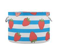 tplaotee Cesta de almacenamiento de frutas y fresas a rayas azules y blancas, plegable e impermeable, con asa resistente, mini almacenamiento para estantes, estante, suéter