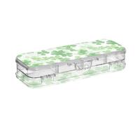 tplaotee Clover St Leaf - Caja de lápices de plástico transparente de 2 capas para suministros de papelería con tapa