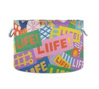 tplaotee Colorida cesta de almacenamiento moderna de Cartoon Life, plegable e impermeable, cestas decorativas con asa resistente, mini contenedores de almacenamiento para lavandería, libro de casa