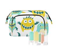 tplaotee Cute Little Monsters - Bolsas de cosméticos de viaje ligeras para mujer, monedero, monedero para viajes, artículos de aseo, Cute Little Monsters Verde Amarillo, 1 size
