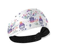 tplaotee Diademas elásticas para mujer, diseño de muñeco de nieve, calavera, cardo y arcoíris que absorben la humedad
