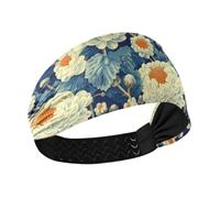 tplaotee Diseño floral de coliflor azul y blanco antideslizante? Soporte para diadema con cabeza elástica para yoga, correr, senderismo, senderismo