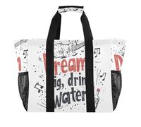 tplaotee Dream Big Drink Water Rock Style - Bolsa reutilizable para comestibles, plegable, a prueba de arena, con asas, bolsa de lavandería