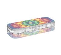 tplaotee Estuche de plástico con diseño de flores y mandalas, estilo bohemio, 2 capas, para la escuela, con tapa a presión