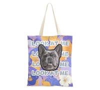 tplaotee Flores abstractas naranja púrpura pensamientos personalizados para mascotas avatares sobre lona, bolsa de lona personalizada para mujeres, bolsas de mano a granel para amigas, lisas