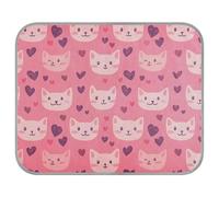 tplaotee Happy Valentine Heart Cartoon Cat Pink Summer Outdoor Cooling Mat para perros, cama de refrigeración automática para gatos para gatos de interior, esenciales, Camas frias para Perros, M