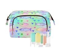 tplaotee Hot Peach Cheetah - Bolsas de cosméticos a rayas azules para mujer, bolsa de maquillaje impermeable para almacenamiento de cosméticos, peces coloridos psicodélicos, 1 size