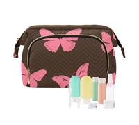 tplaotee Hot Peach Mariposas - Bolsas de cosméticos de viaje, esenciales, monedero para mujer, para viajes, baño, Hot Peach Mariposas Marrón, 1 size