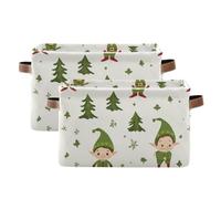 tplaotee Juego de 2 cestas de almacenamiento de ilustración vectorial de elfo, plegables e impermeables con asa resistente, accesorios de accesorios, juego de 2 para libro de habitación