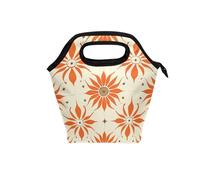tplaotee Lonchera grande con asa curvada para niñas, resistente al agua, mini bolsa térmica para playa, universidad, diseño retro de girasol naranja