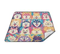tplaotee Manta impermeable de cuadros de búfalo con diseño de perros de dibujos animados, tamaño XXL, manta de campamento plegable para mujeres, manta de concierto de los años 30, colchoneta para