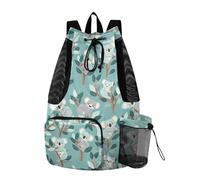 tplaotee Mochila con cordón para gimnasio, con bolsillos interiores, con cuerda, separación seca y húmeda, lindo animal koala, espuma de mar, color azul