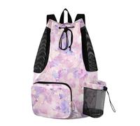tplaotee Mochila de playa con cordón para gimnasio, con bolsillos interiores, separación húmeda y seca, acuarela abstracta, flor, lila, morado, rosa claro