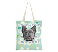 tplaotee Moderna bolsa de lona personalizada con diseño de avatares blancos y puntos azulados, con bolsillos, para mujeres, amigas, color liso