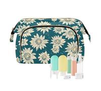 tplaotee Monedero portátil para mujer, diseño de girasol, estrella y girasol, color verde azulado, gran capacidad, para brochas de maquillaje, Pintura al óleo, diseño de girasoles, 1 size