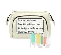 tplaotee Neceser de viaje para colgar en color liso, color beige, portátil, para mujer, para cosméticos grandes, Color beige liso puro liso, 1 size