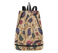 tplaotee Paisley Gem Color Beige Cordón Bolsa Yoga Natación Bolsa para Natación con Compartimentos Húmedos Secos Mochilas para Portátil de Mujer