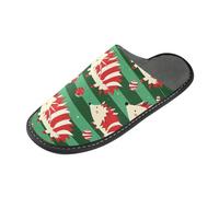tplaotee Pantuflas cálidas de Navidad con diseño de erizo a rayas rojas y verdes, para interiores con espuma viscoelástica para casa, dormitorio, Rayas rojas y verdes juguetonas erizos de Navidad, 38