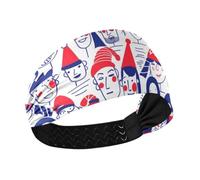 tplaotee Pattern Of People Happy Face - Diadema elástica para correr, color azul y rojo, para mujer, para gimnasio, correr, tenis, maquillaje
