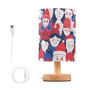 tplaotee Pattern of People Happy Face - Lámparas pequeñas para guardería, luz nocturna para aula, lámparas para niñas con puerto de carga USB, mesa para sala moderna