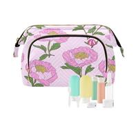 tplaotee Peony Floral Anime Cartoon Style Cosmetic Travel Bags for Women Waterproof Women's Coin Purse Wallet for Cosmetic Travel, Peonía floral estilo animado de dibujos animados, 1 size