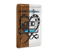 tplaotee Rhythm Tape Haert - Carteras de cuero marrón blanco para mujer, delgadas con clip para dinero, tarjetero con bloqueo RFID, para hombres y mujeres