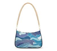 tplaotee Riñonera cruzada de cadena azul náutica con olas de mar para mujer, bolsa de mano para el día de la madre