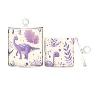 tplaotee Silhouette Of Dinosaurs - Recipientes de almacenamiento de plástico transparente lavanda con tapa Dresser Essentials Decorsmall contenedores de almacenamiento para hisopos de algodón