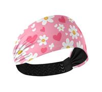 tplaotee Sweet Daisy - Diadema elástica para el pelo de San Valentín, diseño de corazón, ideal para deportes atléticos, entrenamientos, baloncesto, lavar la cara