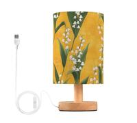 tplaotee Sweet Lily of The Valley Flower Gold - Lámpara de mesa de noche para el hogar, oficina, lámparas de mesa para niños, estética