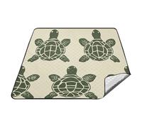 tplaotee Turtle Silhouette - Alfombra impermeable para pícnic, color verde oliva y arena, resistente al agua, para parque o campamento