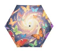 tplaotee UV50+ Dreamy Colorful Butterflies - Paraguas para niños de 8 a 10 años, resistente al agua, al sol y a la lluvia, para golf, apertura automática