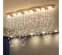 TPMAFF Lámpara de araña Moderna de 6 Luces para Comedor, lámpara Colgante con decoración de Gotas de Lluvia de Cristal K9, iluminación de Techo de Montaje Empotrado para Isla de Cocina de mostrador