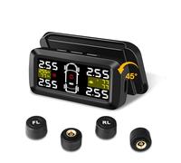 TPMS Sistema de Monitoreo de Presión de Neumáticos【2/4-Ruedas Modos】0.01Bar Alta precisión Carga solar TPMS 3.5 Pulgadas Soporte Desmontable con 4 Sensor Presion Neumaticos para Coche SUV 5-87Psi