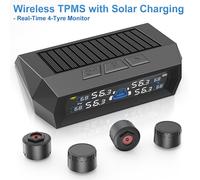 TPMS solar con 4 sensores, 0-99 PSI, 5 advertencias de , alertas real para fugas rápidas y sobrecalentamiento, carga solar + USB, nunca más adivines la presión de tus neumáticos - a en viaje.