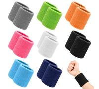 TPTGIAR 16 Piezas Muñequera Deportiva, Muñequera Tenis para Adultos y Niños, Munequeras Sudor Elástica, Munequera Padel Lavable para Deportes Fútbol Baloncesto Tenis Atletismo Correr