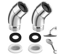 TPTGIAR 2 adaptadores de ducha de mano, extensión de cabezal de ducha de 135°, adaptador de manguera de ducha G1/2" con junta de goma para ducha de mano, conexión de brazo de ducha móvil