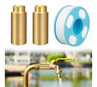 TPTGIAR 2 extensiones de grifo de 1/2 pulgadas x 50 mm, extensión de rosca DN15, extensión de cobre de 1/2 pulgadas, extensión de grifo con cinta de materia prima sin aceite para grifos, válvulas de