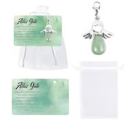 TPTGIAR Llavero de ángel de la guarda con piedras preciosas y tarjeta, amuleto de la suerte con bolsa de muselina, llavero ángel de la guarda para regalo de cumpleaños, verde, Talla única