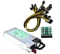 TPUOTI 1 kit DPS-1200FB A fuente de alimentación PSU de 1200 W + placa de conexión + 12 cables de 6 pines a 8 pines para minería BTC ETH conmutación
