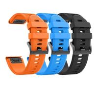 TPUOTI 3 piezas para correa de reloj Garmin Fenix 5/Fenix 6/Fenix 7 de 22 mm, correas de silicona suave compatibles con correas de reloj Garmin S62/Fenix 5 PLUS(Black Orange Blue)