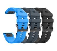 TPUOTI 3 piezas para correa de reloj Garmin Fenix 5/Fenix 6/Fenix 7 de 22 mm, correas de silicona suave compatibles con correas de reloj Garmin S62/Fenix 5 PLUS(Black Slate Blue)