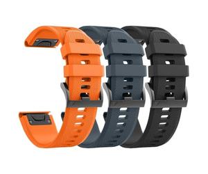 TPUOTI 3 piezas para correa de reloj Garmin Fenix 5/Fenix 6/Fenix 7 de 22 mm, correas de silicona suave compatibles con correas de reloj Garmin S62/Fenix 5 PLUS(Black Orange Slate)