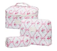 TPUOTI Bolsa de cosméticos vintage con estampado floral para mujer, bolsa de almacenamiento de maquillaje, bolsa acolchada de gran capacidad para regalo, Green, Talla única