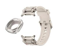 TPUOTI Caja de metal Correa de caucho fluorado para Samsung Galaxy Watch 7 Ultra 47 mm Funda protectora de metal Pulsera deportiva para Galaxy Ultra 47 mm Correas de reloj FKM(Starlight Ti)