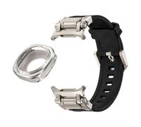 TPUOTI Caja de metal Correa de caucho fluorado para Samsung Galaxy Watch 7 Ultra 47 mm Funda protectora de metal Pulsera deportiva para Galaxy Ultra 47 mm Correas de reloj FKM(Black Ti)