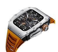 TPUOTI Carcasa de metal de lujo para Apple Watch 8 7 45 mm, kit de modificación de aleación de aluminio, correa deportiva de goma para iWatch 6 5 4 SE de 44 mm, 45mm For 8/7, Ágata
