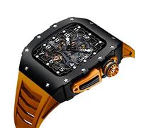 TPUOTI Carcasa de metal de lujo para Apple Watch 8 7 45 mm, kit de modificación de aleación de aluminio, correa deportiva de goma para iWatch 6 5 4 SE de 44 mm, 44mm For 6/5/4/SE, Ágata
